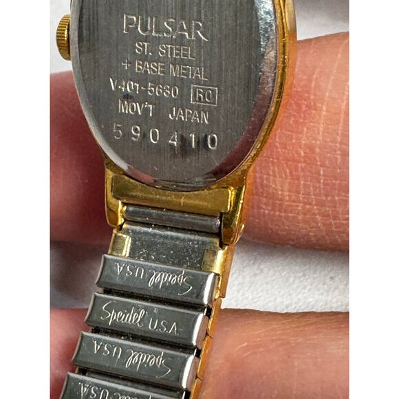 Pulsar Watch Womens Stainless Gold Steel Stretch Water Resist Luminescent Quartz - Picture 4 of 5